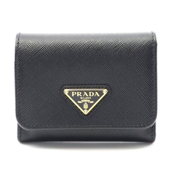 Prada Saffiano Triangle Trifold Wallet - Picture 1 of 6
